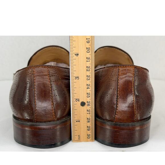 Asher Green Hand Made Brown Leather Tassel Slip On Dress Loafers 8.5 main image 4
